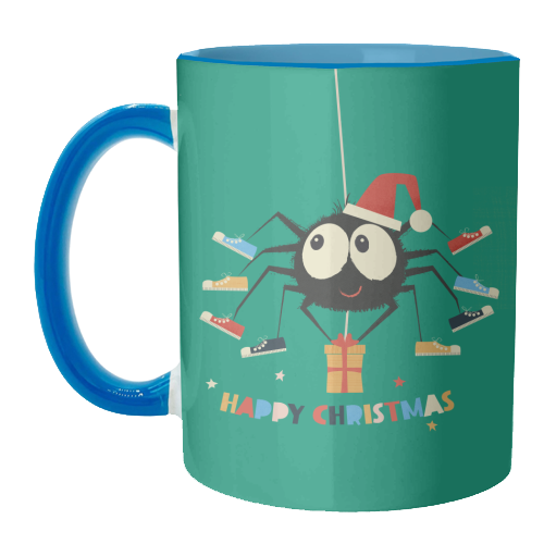 Funny Spider Christmas Santa Illustration - unique mug by Ania Wieclaw
