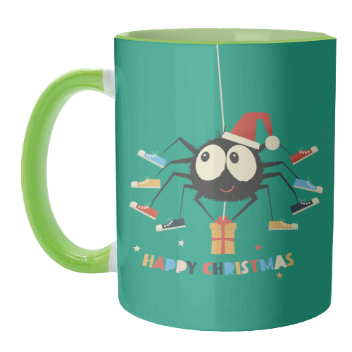 Funny Spider Christmas Santa Illustration - unique mug by Ania Wieclaw