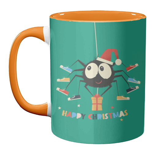 Funny Spider Christmas Santa Illustration - unique mug by Ania Wieclaw
