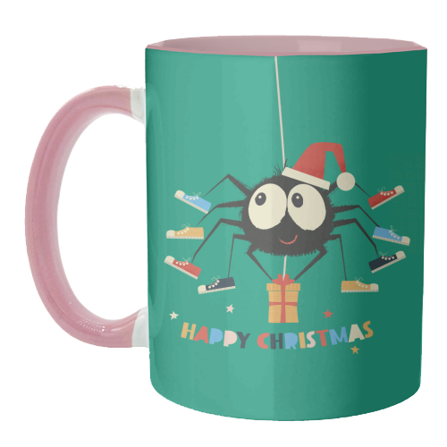 Funny Spider Christmas Santa Illustration - unique mug by Ania Wieclaw