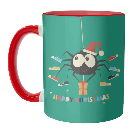Funny Spider Christmas Santa Illustration - unique mug by Ania Wieclaw
