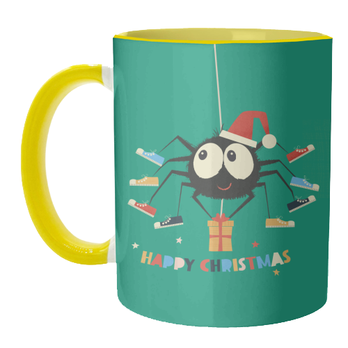 Funny Spider Christmas Santa Illustration - unique mug by Ania Wieclaw