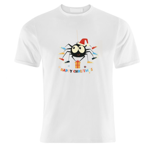 Funny Spider Christmas Santa Illustration - unique t shirt by Ania Wieclaw