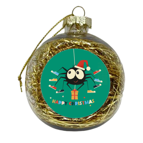 Funny Spider Christmas Santa Illustration - xmas bauble by Ania Wieclaw