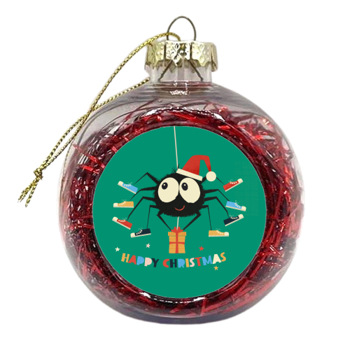 Funny Spider Christmas Santa Illustration - xmas bauble by Ania Wieclaw