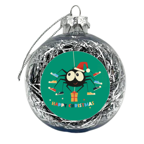 Funny Spider Christmas Santa Illustration - xmas bauble by Ania Wieclaw