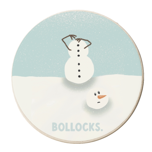 Funny sweary snowman gift - personalised beer coaster by Giddy Kipper