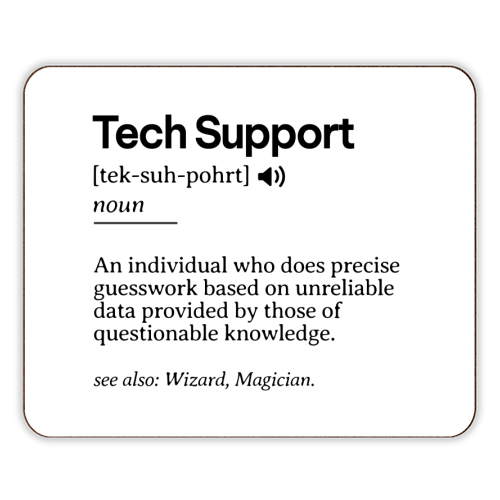 Funny Tech Support Definition | Minimalist Office Humor | IT Professional Gift | Geeky Definition Design | Black and White Typography - designer placemat by timsal shol