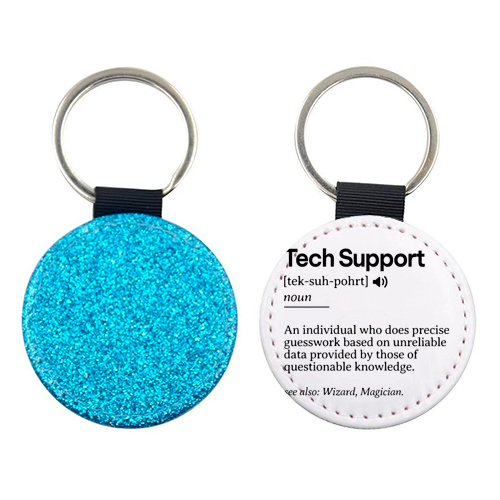 Funny Tech Support Definition | Minimalist Office Humor | IT Professional Gift | Geeky Definition Design | Black and White Typography - keyring by timsal shol