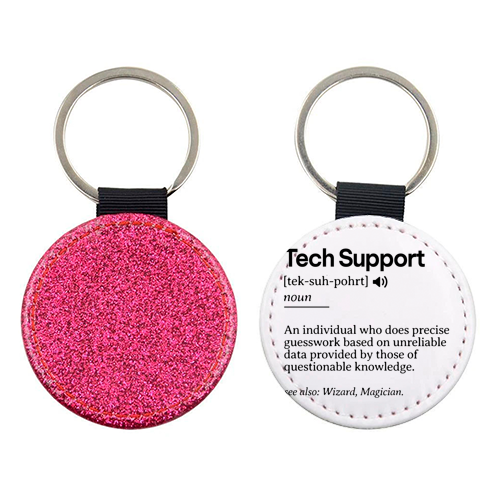 Funny Tech Support Definition | Minimalist Office Humor | IT Professional Gift | Geeky Definition Design | Black and White Typography - keyring by timsal shol
