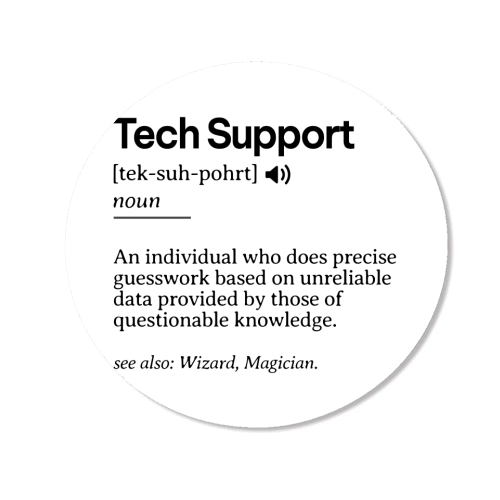 Funny Tech Support Definition | Minimalist Office Humor | IT Professional Gift | Geeky Definition Design | Black and White Typography - Magnet by timsal shol