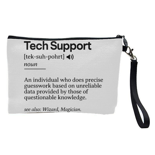 Funny Tech Support Definition | Minimalist Office Humor | IT Professional Gift | Geeky Definition Design | Black and White Typography - pretty makeup bag by timsal shol