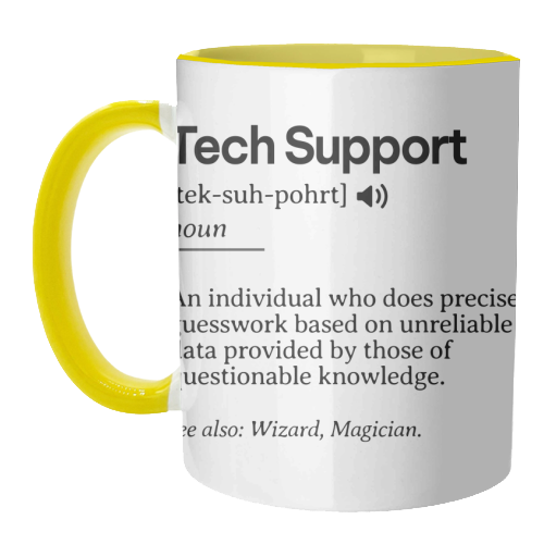 Funny Tech Support Definition | Minimalist Office Humor | IT Professional Gift | Geeky Definition Design | Black and White Typography - unique mug by timsal shol