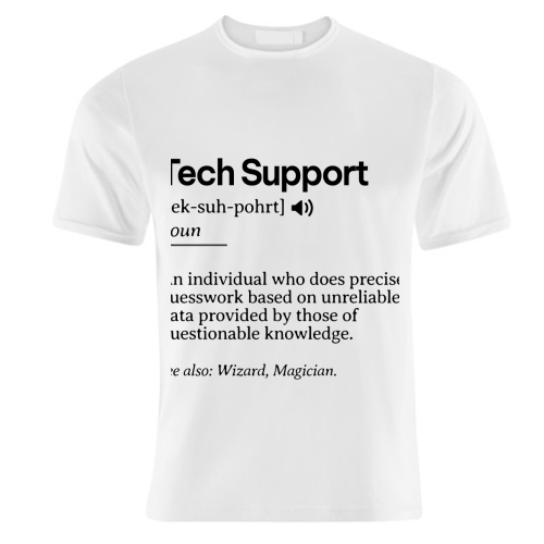 Funny Tech Support Definition | Minimalist Office Humor | IT Professional Gift | Geeky Definition Design | Black and White Typography - unique t shirt by timsal shol
