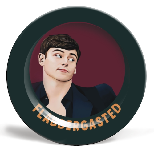 Funny Traitors Tom Flabbergasted - ceramic dinner plate by Giddy Kipper