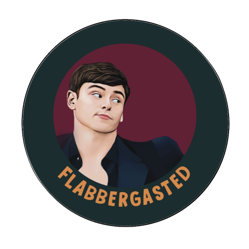 Funny Traitors Tom Flabbergasted - Circle Sticker by Giddy Kipper