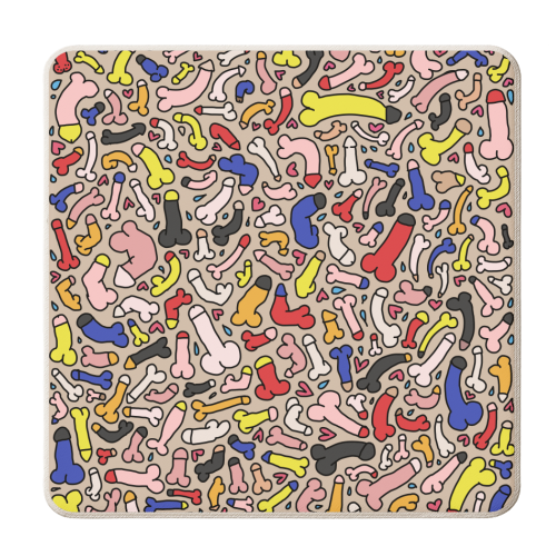 Funny willie pattern - personalised beer coaster by andrea zuza