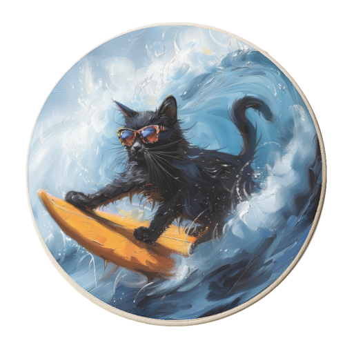 Furry Surfer - personalised beer coaster by DejaReve