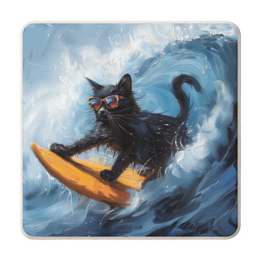 Furry Surfer - personalised beer coaster by DejaReve