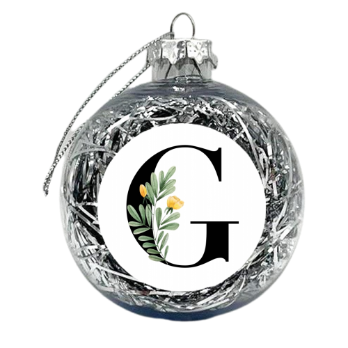 G Floral Letter Initial - xmas bauble by Toni Scott