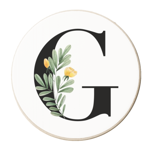 G Floral Letter Initial - personalised beer coaster by Toni Scott