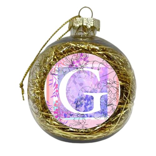 G Initial Greetings Card - xmas bauble by whattatiedid