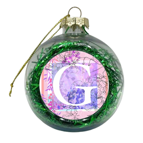 G Initial Greetings Card - xmas bauble by whattatiedid