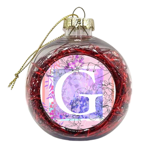 G Initial Greetings Card - xmas bauble by whattatiedid