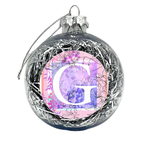 G Initial Greetings Card - xmas bauble by whattatiedid