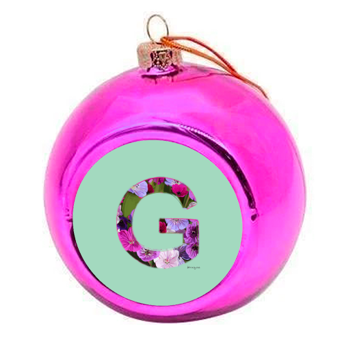 G is for Geranium - colourful christmas bauble by Beverley Rae