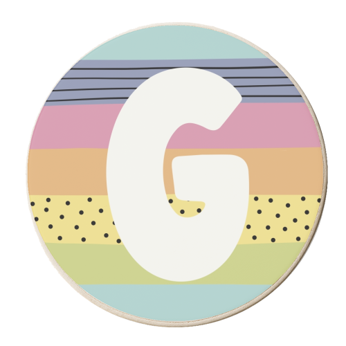 G - personalised modern rainbow colour initial - personalised beer coaster by Giddy Kipper