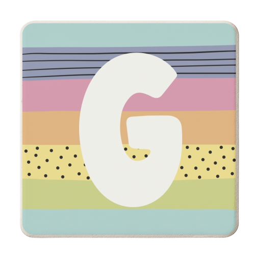 G - personalised modern rainbow colour initial - personalised beer coaster by Giddy Kipper