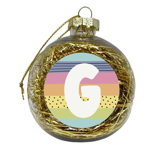 G - personalised modern rainbow colour initial - xmas bauble by Giddy Kipper
