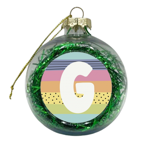 G - personalised modern rainbow colour initial - xmas bauble by Giddy Kipper