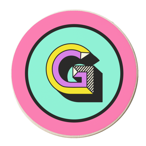 G - Pink and Blue Bold Personalised Initial - personalised beer coaster by AbiGoLucky