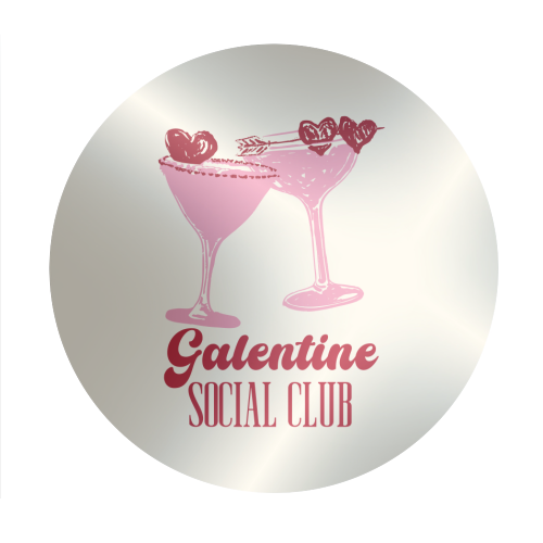 Galentine Social Club Pink Cocktail Cheers - Circle Sticker by EZbie