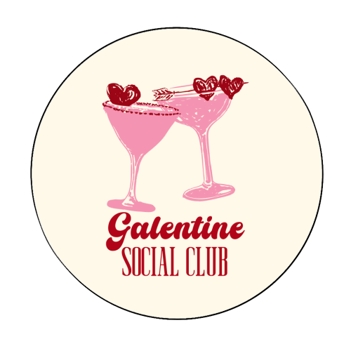 Galentine Social Club Pink Cocktail Cheers - Circle Sticker by EZbie