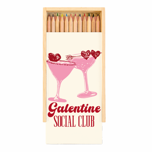 Galentine Social Club Pink Cocktail Cheers - Coloured Pencils with Box by EZbie