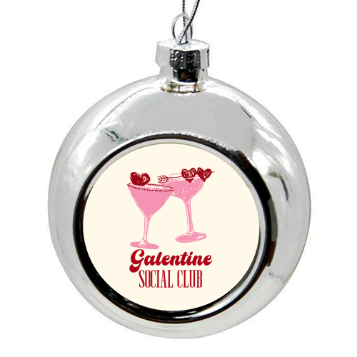 Galentine Social Club Pink Cocktail Cheers - colourful christmas bauble by EZbie