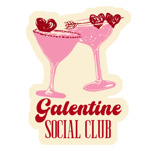 Galentine Social Club Pink Cocktail Cheers - Die Cut Sticker by EZbie