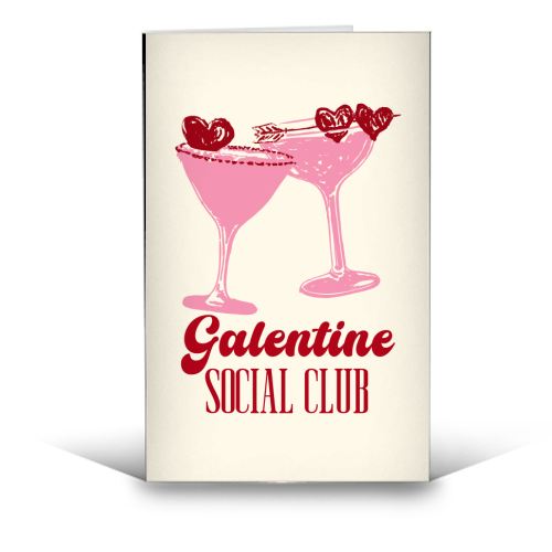 Galentine Social Club Pink Cocktail Cheers - funny greeting card by EZbie