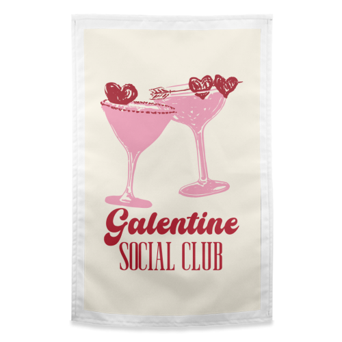 Galentine Social Club Pink Cocktail Cheers - funny tea towel by EZbie