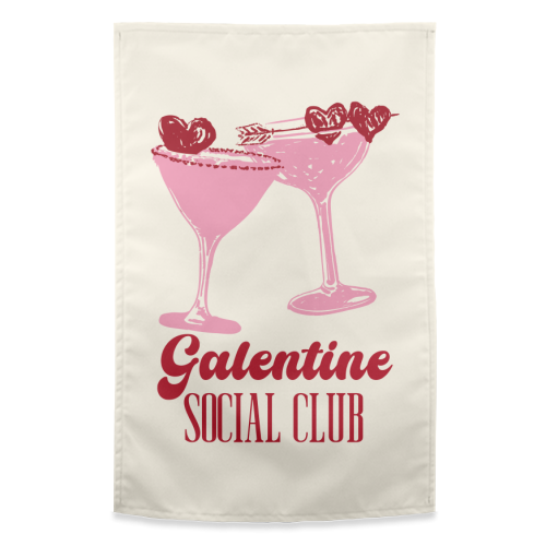Galentine Social Club Pink Cocktail Cheers - funny tea towel by EZbie