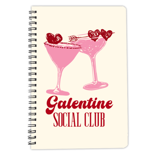 Galentine Social Club Pink Cocktail Cheers - personalised A4, A5, A6 notebook by EZbie