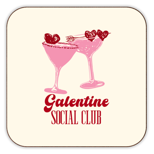 Galentine Social Club Pink Cocktail Cheers - personalised beer coaster by EZbie