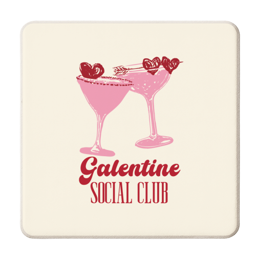 Galentine Social Club Pink Cocktail Cheers - personalised beer coaster by EZbie