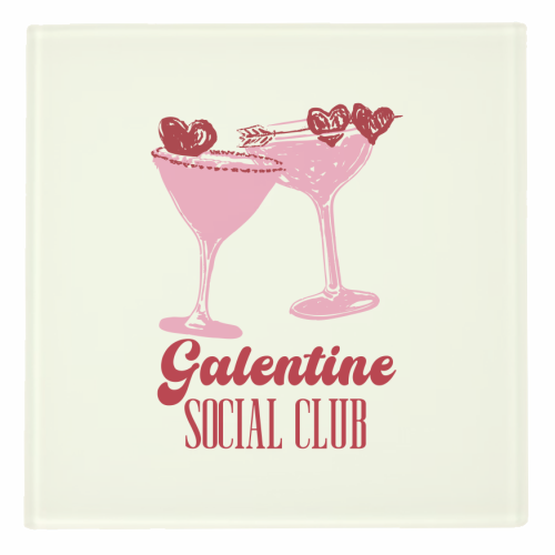 Galentine Social Club Pink Cocktail Cheers - personalised beer coaster by EZbie