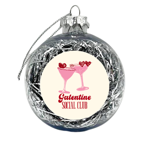 Galentine Social Club Pink Cocktail Cheers - xmas bauble by EZbie