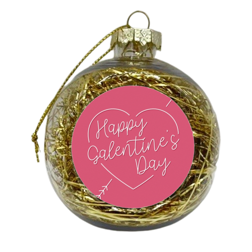 Galentine's day heart print in pink - xmas bauble by The Girl Next Draw