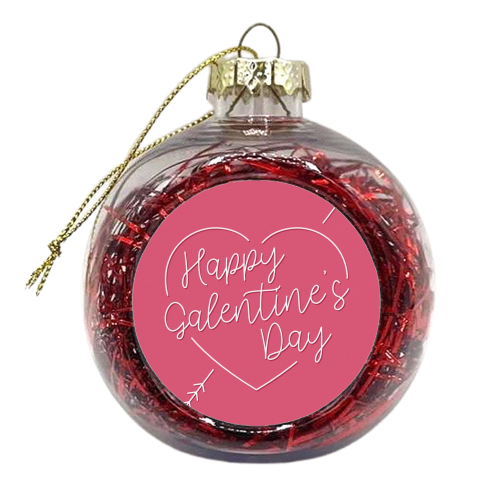 Galentine's day heart print in pink - xmas bauble by The Girl Next Draw